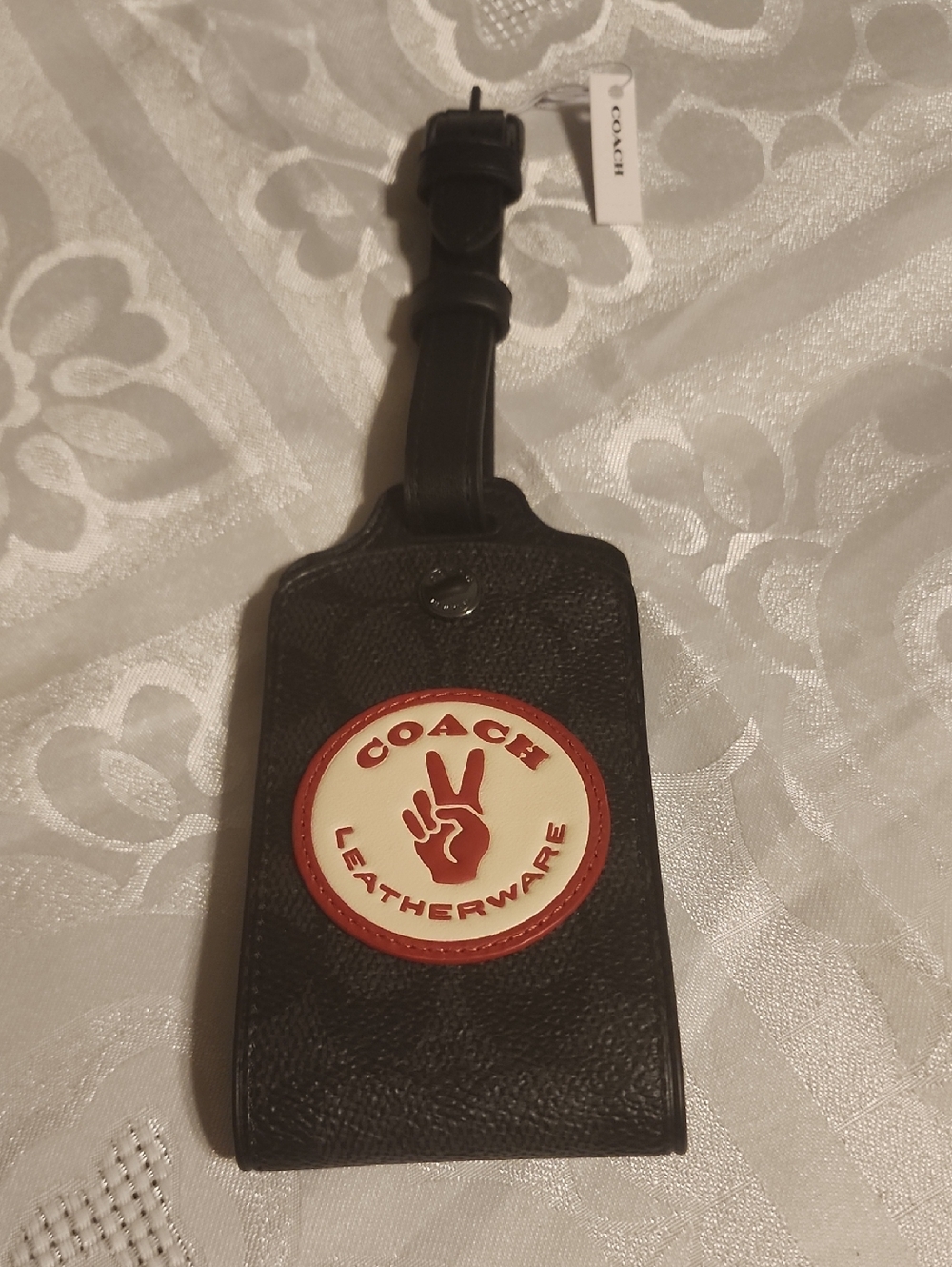 Coach Luggage Tag with Red & Cream Patch